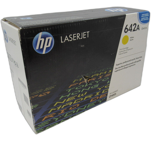 Original HP CB402A Yellow Laser Cartridge 642A LaserJet (x1) Box Damage
