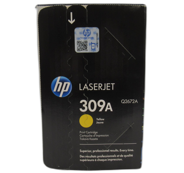 Genuine HP LaserJet 309A, Q2672A, Yellow, Toner Cartridge