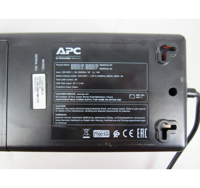 APC BACK-UPS 850, BE850G2-UK - 520W Uninterruptible Power Supply 850VA Black