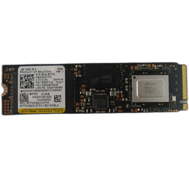 Micron 512GB 3400 Gen4x4 M.2 NVMe PCIe SSD MTFDKBA512TFH