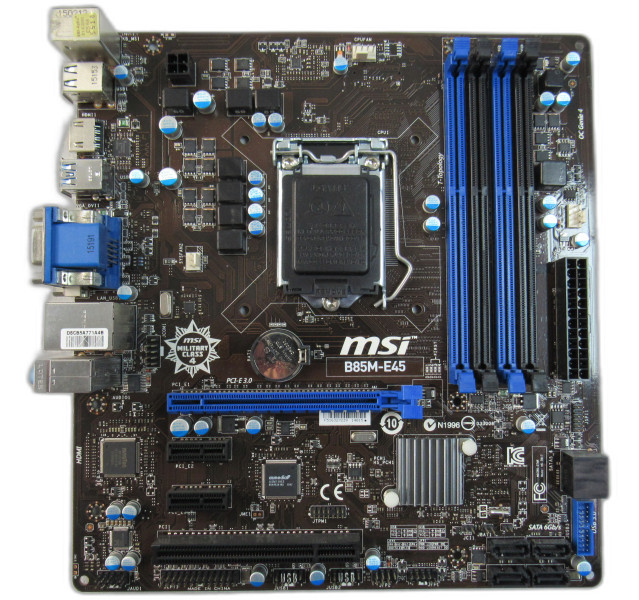 MSI B85M-E45 1150 B85 mATX Motherboard With IO Shield