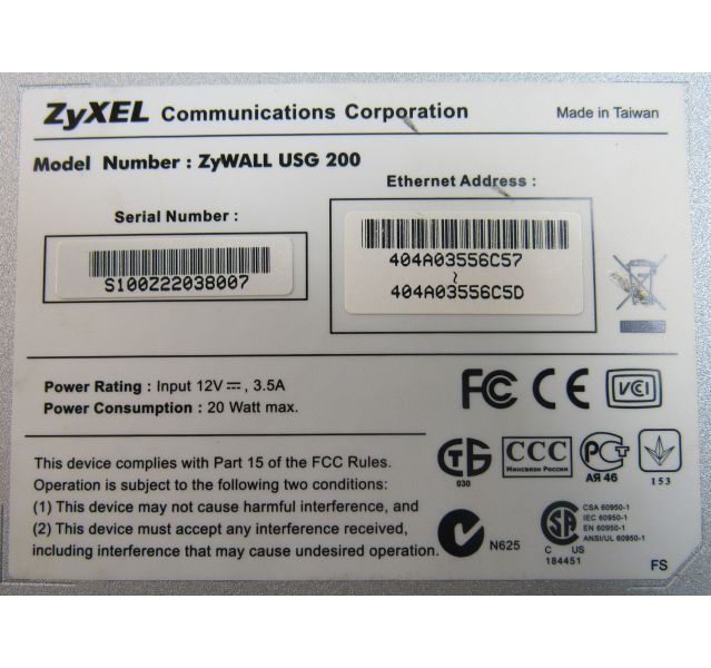 Zyxel Zywall USG-200,Unified Security Gateway W/O Ears