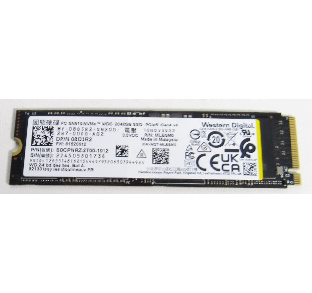 Western Digital SN810 2048GB 2TB NVMe M.2 SSD SDCPNRZ-2T00-1012